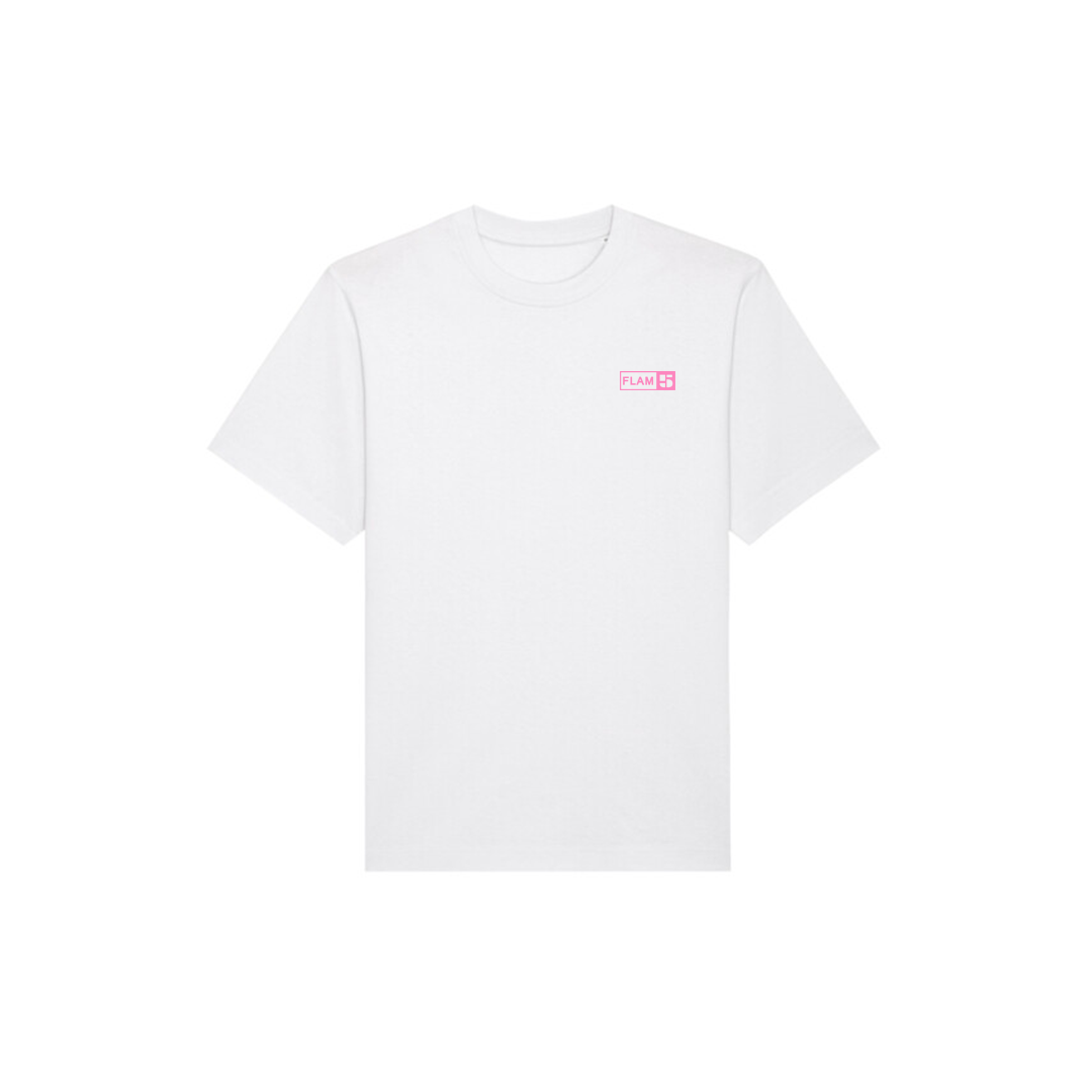 FLAM5 DRUMMING CLUB TSHIRT WHITE/PINK - Flam5drumming