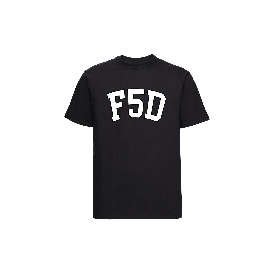 FLAM5 VARSITY TSHIRT BLACK/WHITE - Flam5drumming
