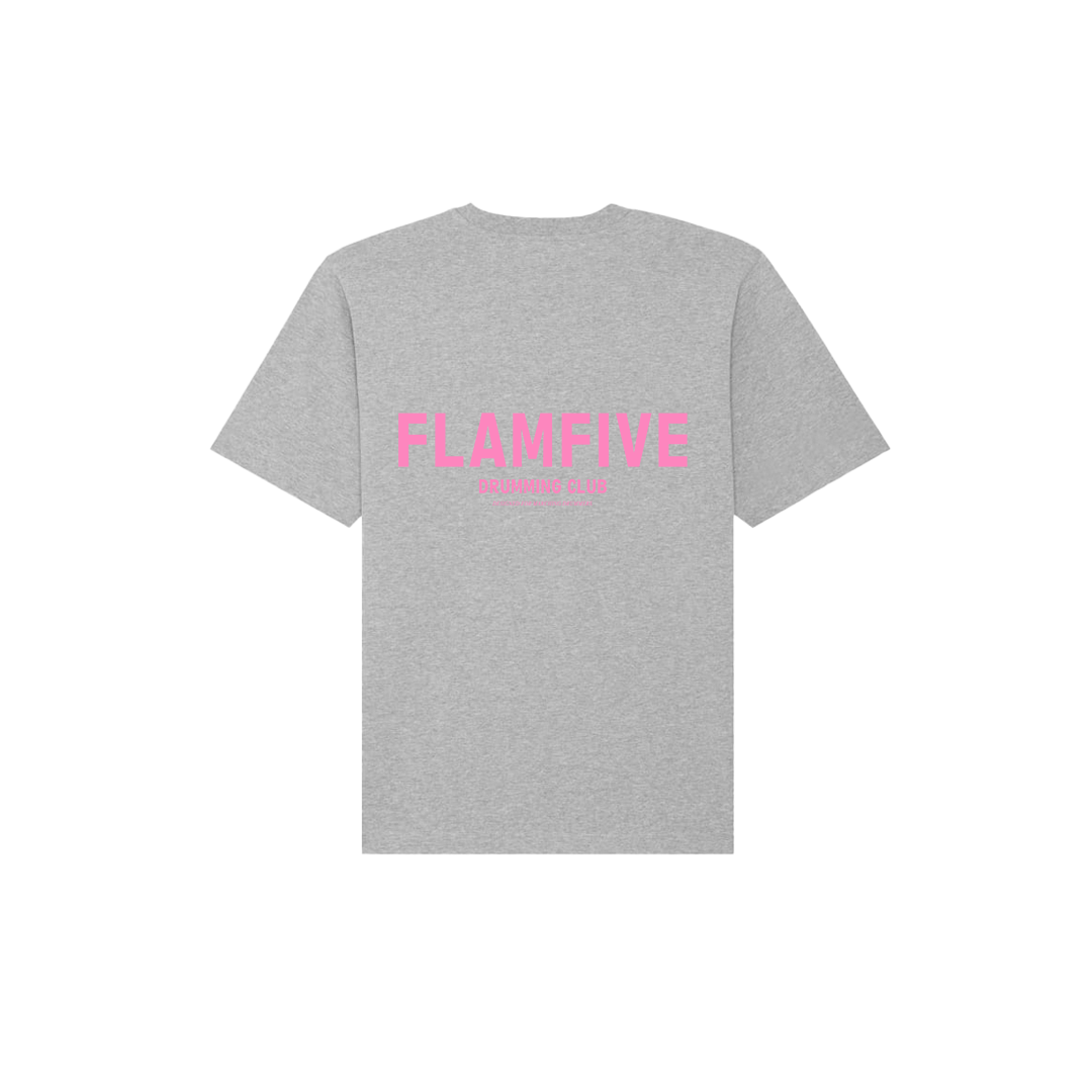 FLAM5 DRUMMING CLUB TSHIRT GREY/PINK - Flam5drumming