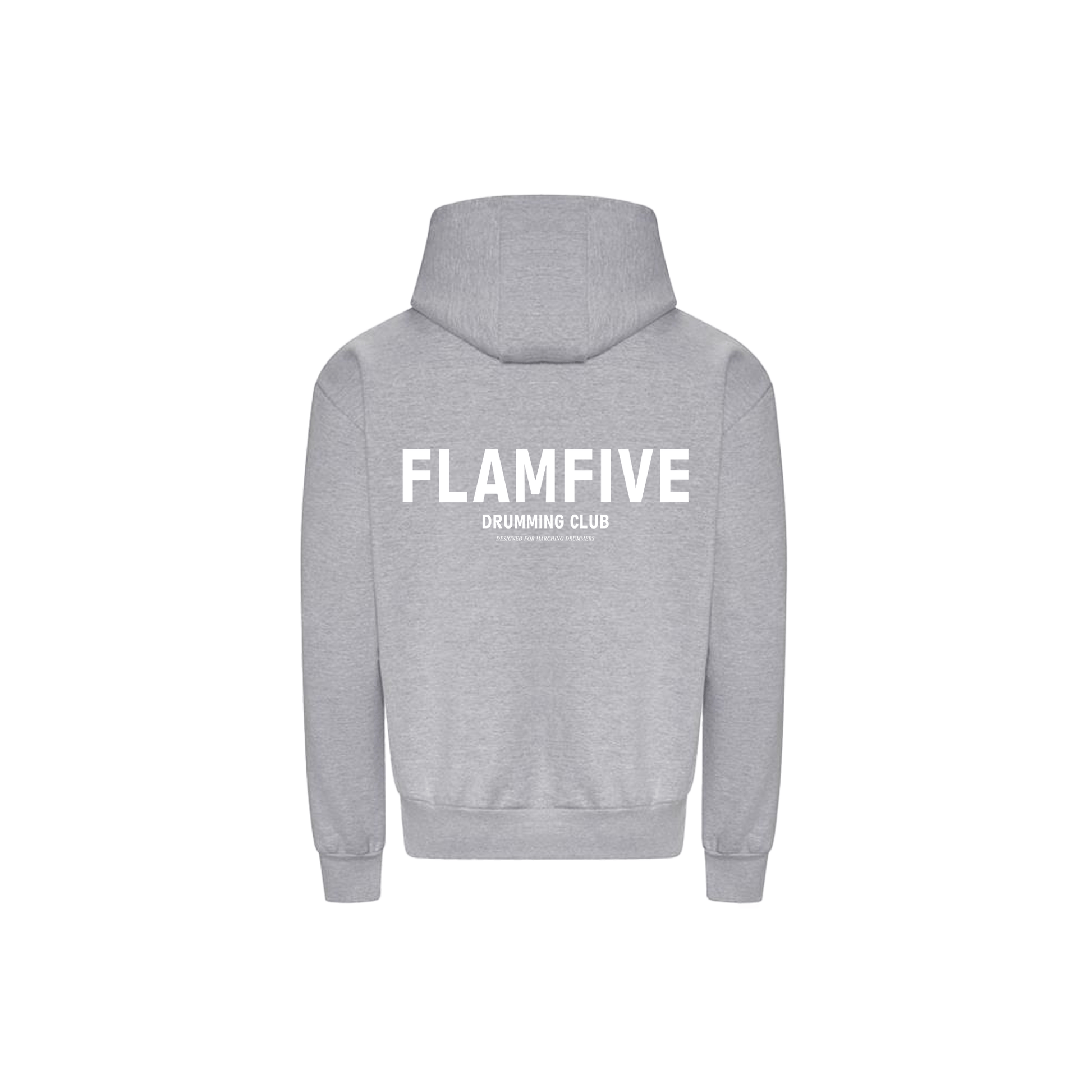 FLAM5 DRUMMING CLUB HOODIE GREY WHITE - Flam5drumming