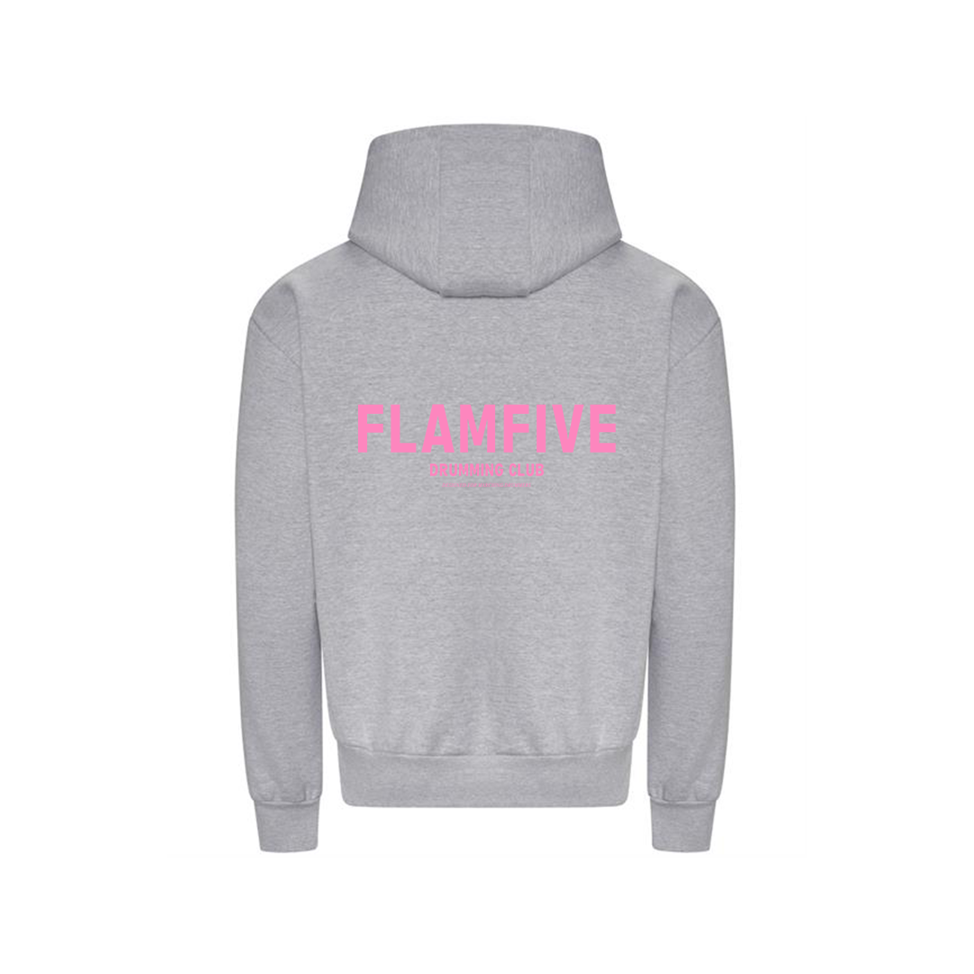 FLAM5 DRUMMING CLUB HOODIE GREY PINK - Flam5drumming
