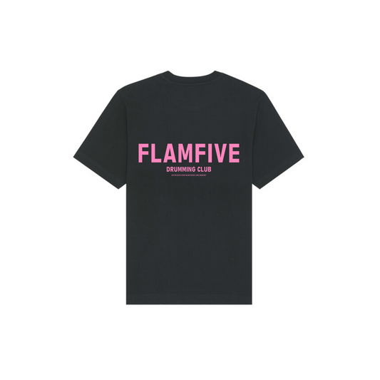 FLAM5 DRUMMING CLUB TSHIRT BLACK PINK - Flam5drumming