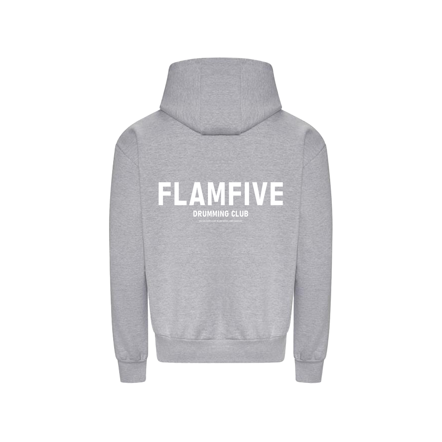 FLAM5 DRUMMING CLUB HOODIE GREY WHITE - Flam5drumming