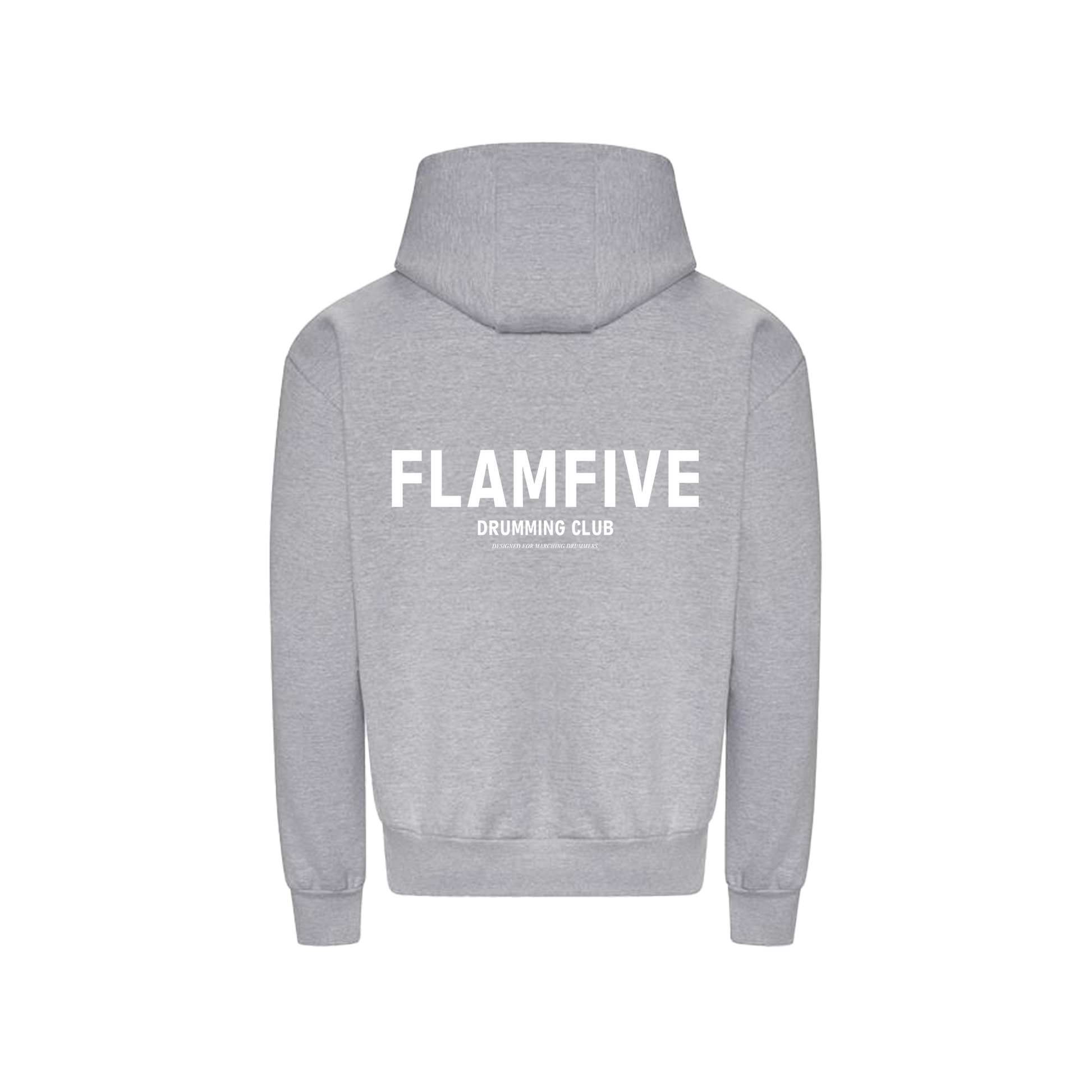 FLAM5 DRUMMING CLUB HOODIE GREY WHITE - Flam5drumming