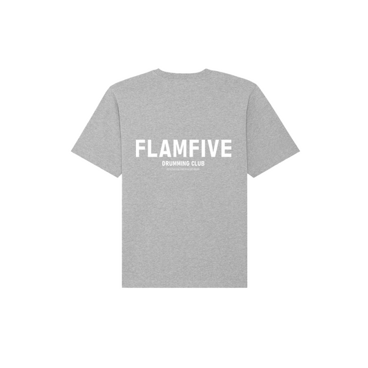 FLAM5 DRUMMING CLUB TSHIRT GREY/WHITE - Flam5drumming
