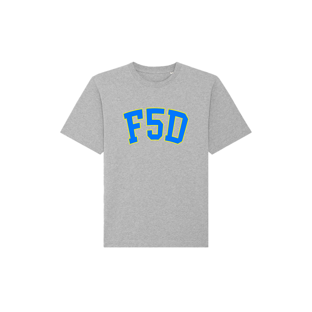 FLAM5 VARSITY TSHIRT BLUE - Flam5drumming
