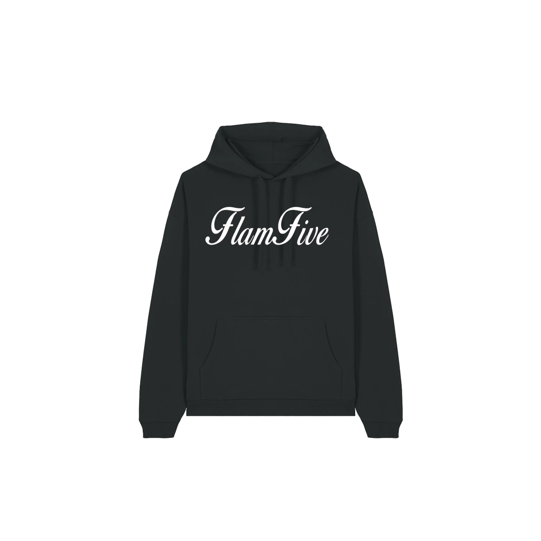 FLAM5 SCRIPT BLACK HOODIE - Flam5drumming