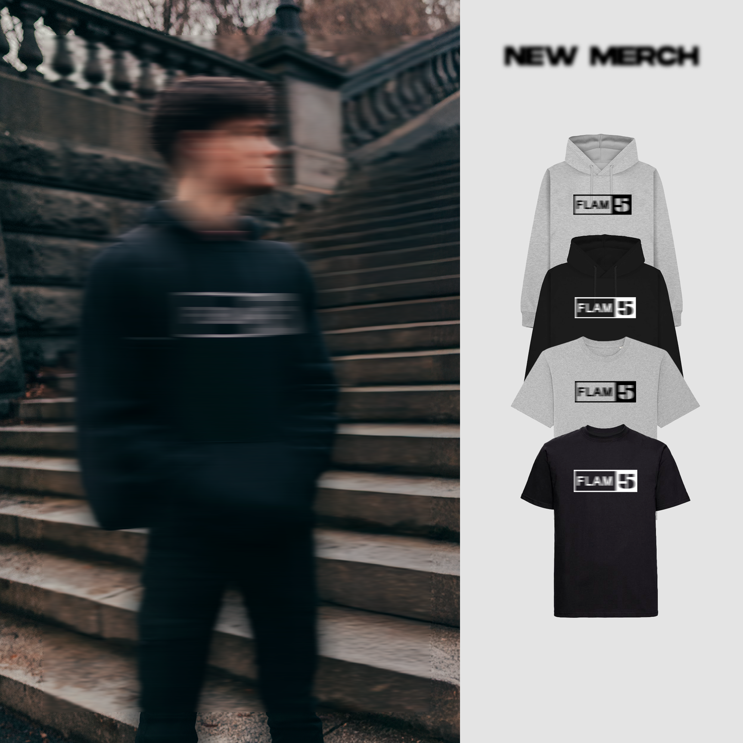 FLAM5 ORIGINAL BLUR BLACK HOODIE